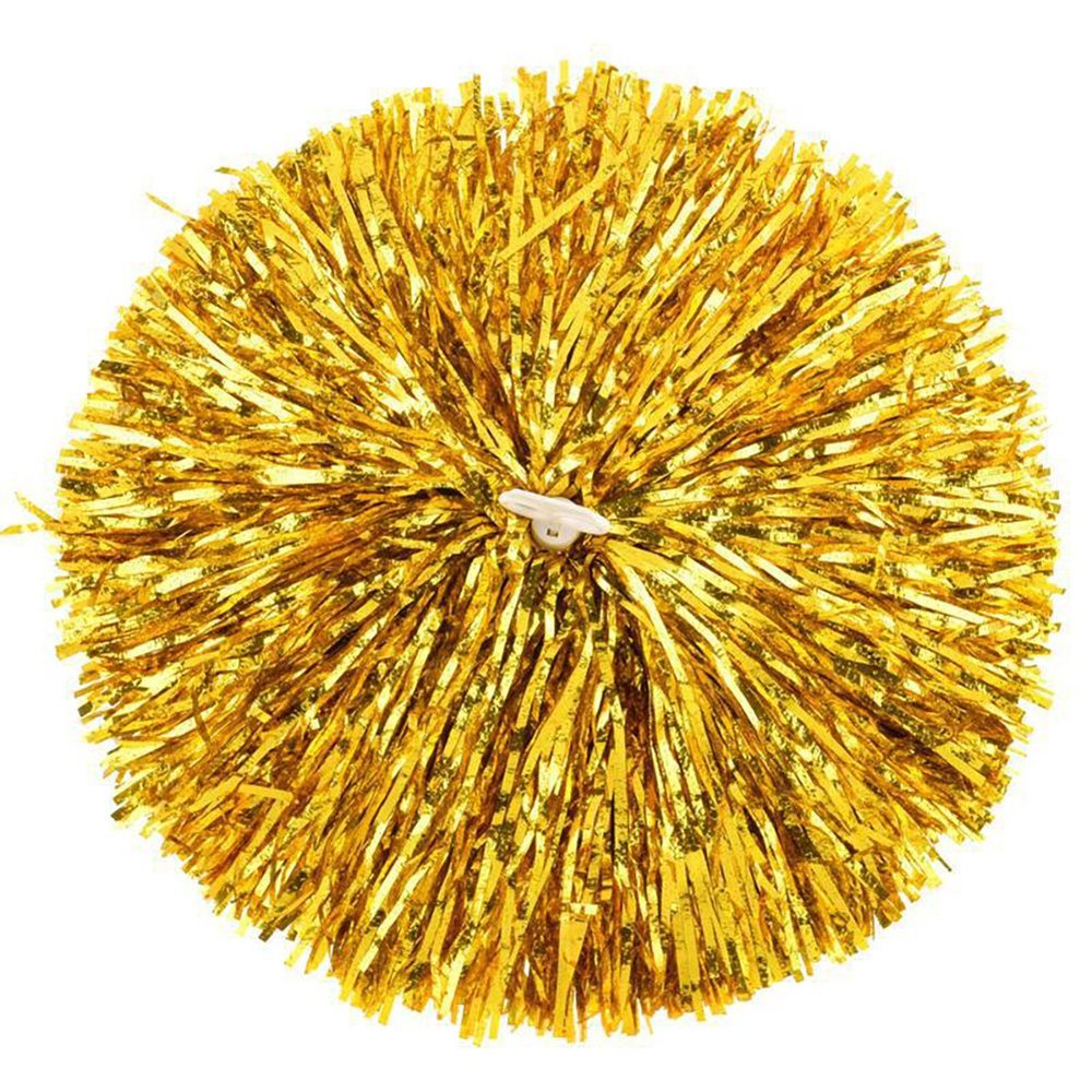 Suoirblss 2PCS Cheerleading Plastic Ring Pom Poms Sports Party Accessories for Football Basketball Cheers (Gold, Large)