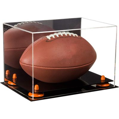 Football Display Case, Durable Clear Display Case with Mirror & Black Base , Wall Mounted Case for Full Size Footballs, Sports Memorabilia, Collectibles, Keepsakes, (A004-OR)