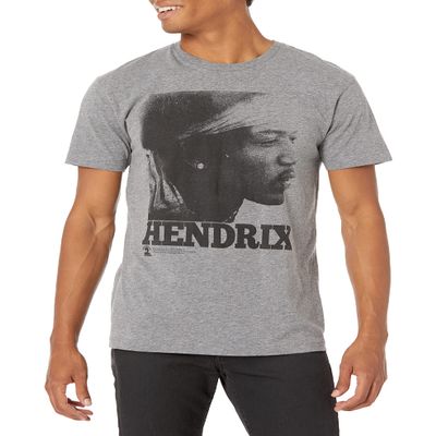 Jimi Hendrix 1960's Psychedelic Musical Icon Profile Face Faded T-Shirt Tee Graphite Heather