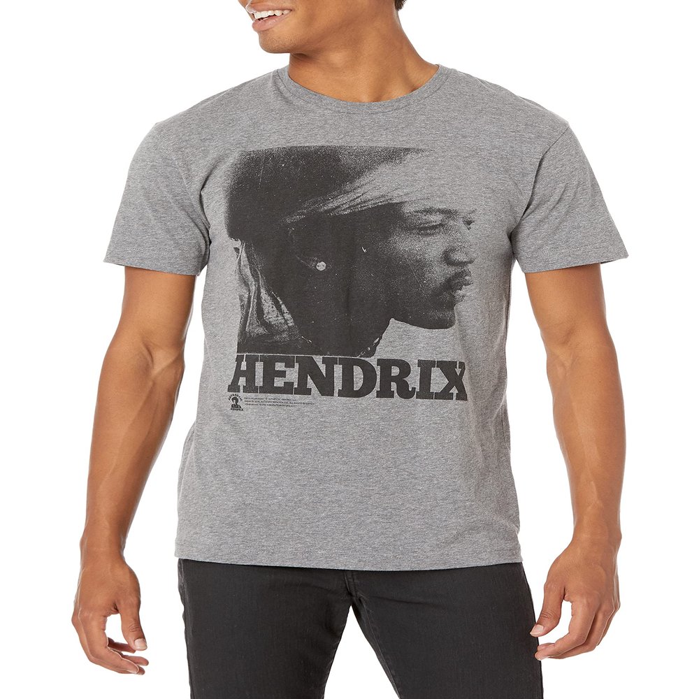 Jimi Hendrix 1960's Psychedelic Musical Icon Profile Face Faded T-Shirt Tee Graphite Heather