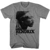 Jimi Hendrix 1960's Psychedelic Musical Icon Profile Face Faded T-Shirt Tee Graphite Heather view 2