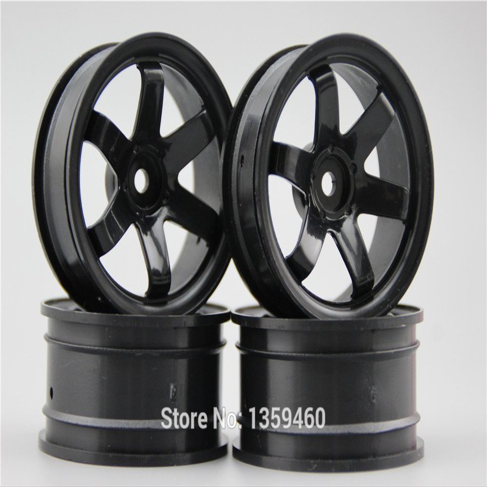 ShineBear 4pcs 1/10 Touring&Drift Wheel Rim W6SNK (Black) 3/6/9mm Offset fits for 1:10 Touring&Drift Car 1/10 Rim 10005 - (Color: 2X6mm with 2X9mm)