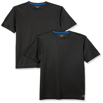 Amazon Essentials Men's Performance Tech Workout T-Shirts, Pack of 2, Black, X-Small