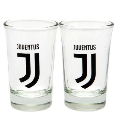Juventus FC Crest Shot Glass Set (Pack of 2) (One Size) (Clear/Black)