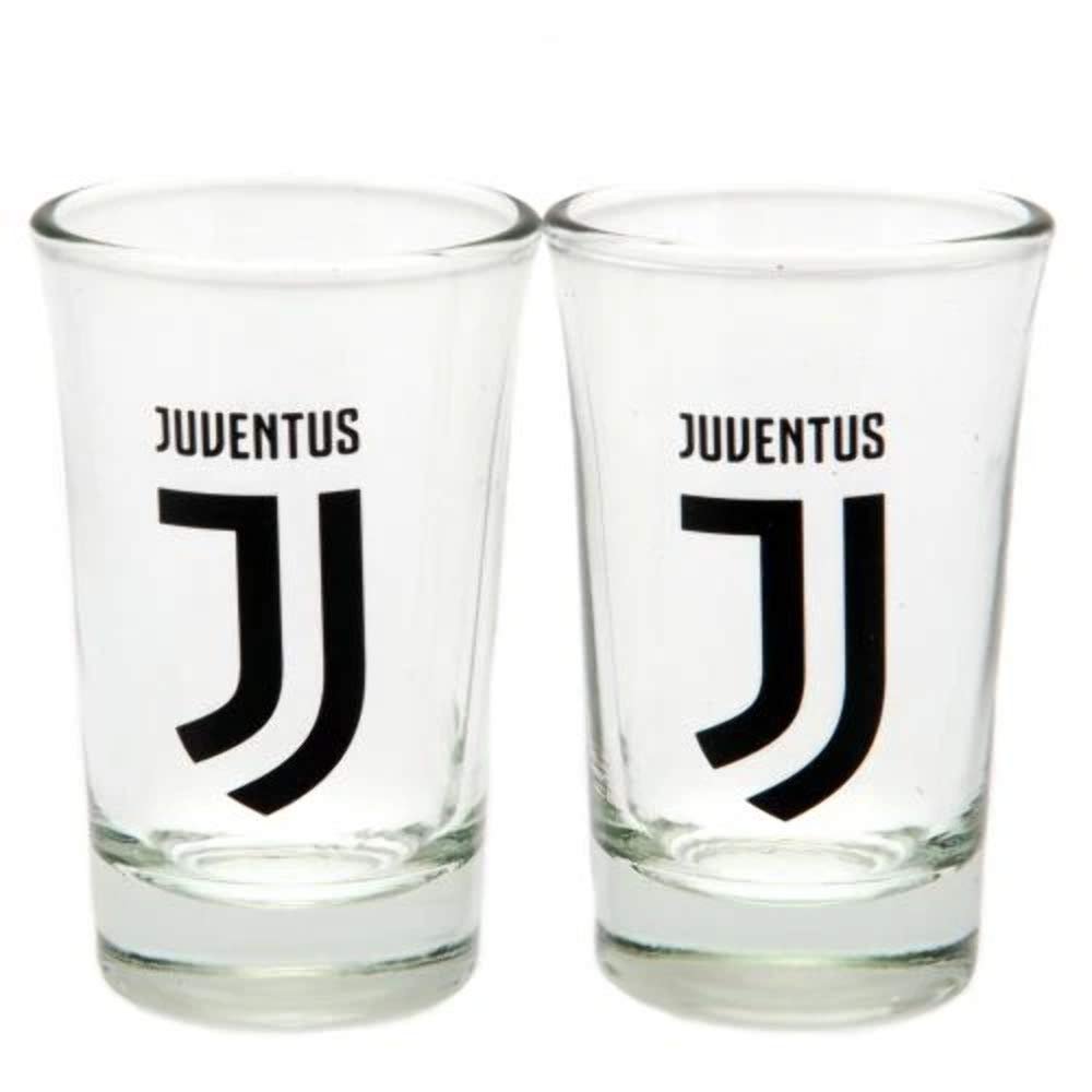 Juventus FC Crest Shot Glass Set (Pack of 2) (One Size) (Clear/Black)