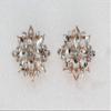 Faship Gorgeous Clear Rhinestone Crystal Floral Clip On Style Earrings - Clear/Rose-Gold-Plated view 3