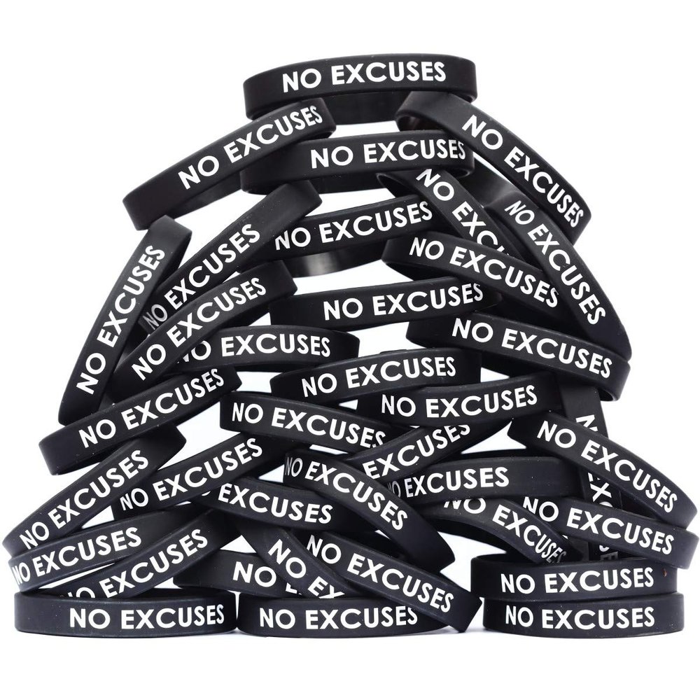 SayitBands Fifty (50) No Excuses Wristband Bracelets