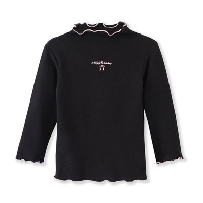 ContiKids Toddler Girls Long Sleeve Cotton Tee Shirts Ruffle Lace Mock Turtleneck Basic Blouse Outfit Tops 9 Buzzi Black