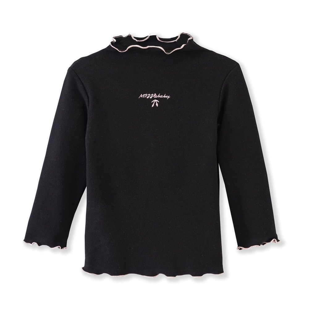ContiKids Toddler Girls Long Sleeve Cotton Tee Shirts Ruffle Lace Mock Turtleneck Basic Blouse Outfit Tops 9 Buzzi Black