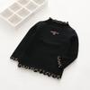 ContiKids Toddler Girls Long Sleeve Cotton Tee Shirts Ruffle Lace Mock Turtleneck Basic Blouse Outfit Tops 9 Buzzi Black view 3