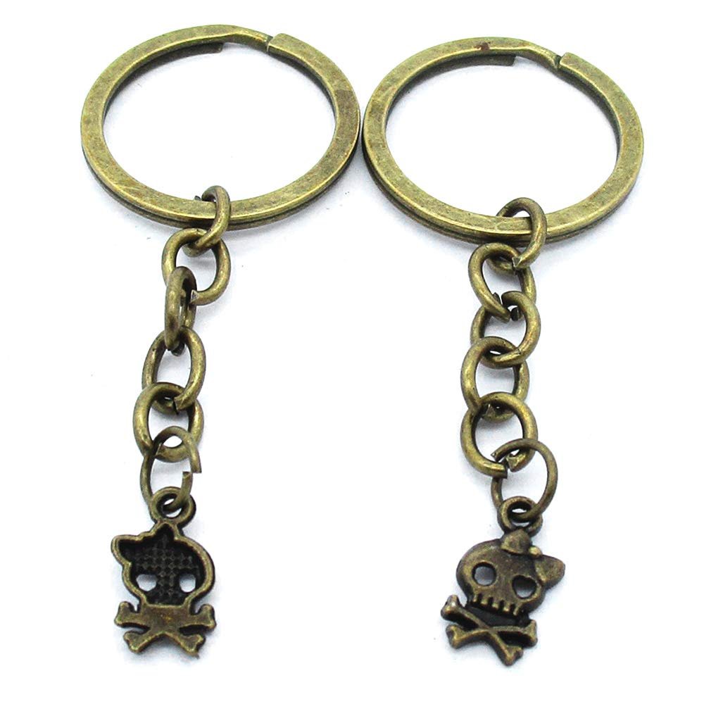 100 Items Keychain Keyring Key Tags Chains Rings Jewelry Bag Charms AA441 Female Lady Skull Girl