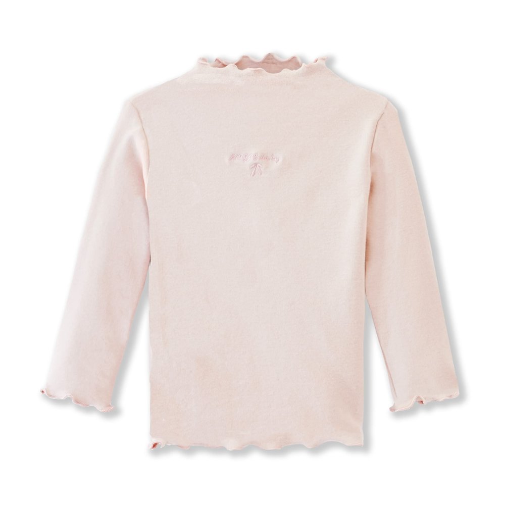 ContiKids Toddler Girls Long Sleeve Cotton Tee Shirts Ruffle Lace Mock Turtleneck Basic Blouse Outfit Tops 11 Buzzi Pink