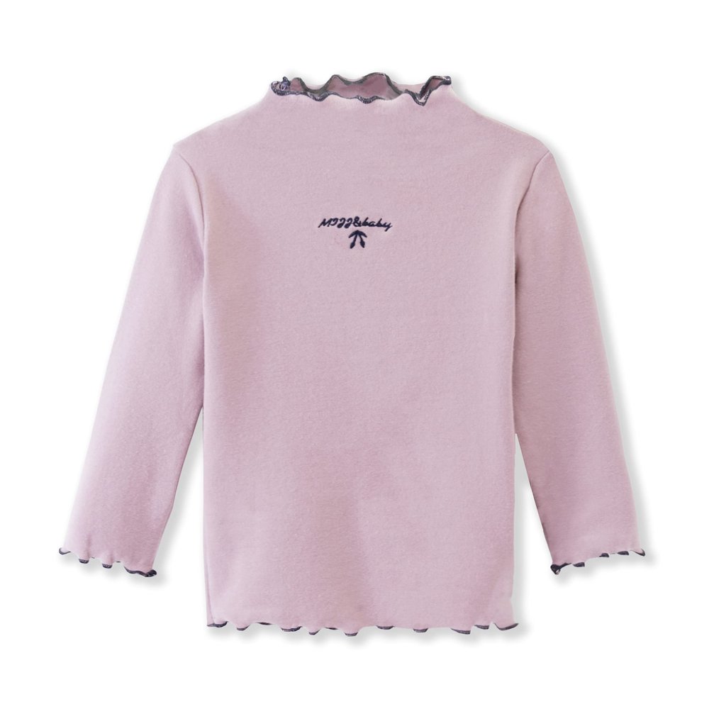 ContiKids Toddler Girls Long Sleeve Cotton Tee Shirts Ruffle Lace Mock Turtleneck Basic Blouse Outfit Tops 11 Buzzi Purple