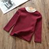ContiKids Toddler Girls Long Sleeve Cotton Tee Shirts Ruffle Lace Mock Turtleneck Basic Blouse Outfit Tops 13 Cute Wine view 3