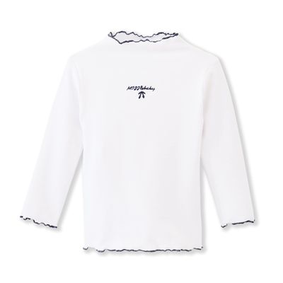 ContiKids Toddler Girls Long Sleeve Cotton Tee Shirts Ruffle Lace Mock Turtleneck Basic Blouse Outfit Tops 13 Buzzi White