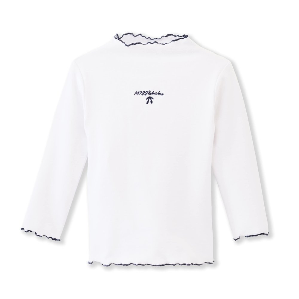 ContiKids Toddler Girls Long Sleeve Cotton Tee Shirts Ruffle Lace Mock Turtleneck Basic Blouse Outfit Tops 13 Buzzi White