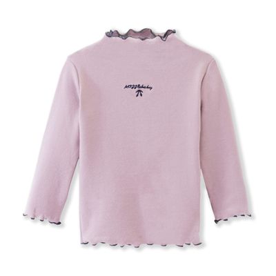 ContiKids Toddler Girls Long Sleeve Cotton Tee Shirts Ruffle Lace Mock Turtleneck Basic Blouse Outfit Tops 9 Buzzi Purple