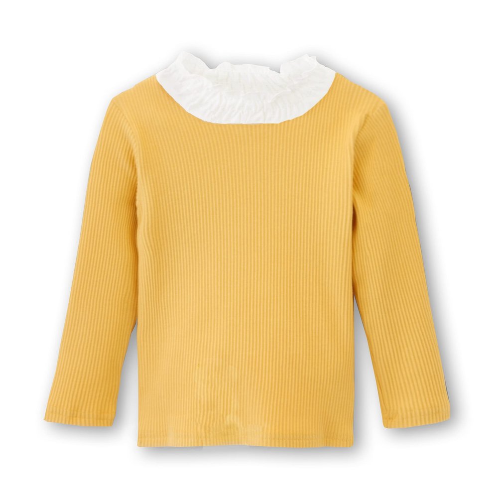 ContiKids Toddler Girls Long Sleeve Cotton Tee Shirts Ruffle Lace Mock Turtleneck Basic Blouse Outfit Tops 9 Cute Mustard
