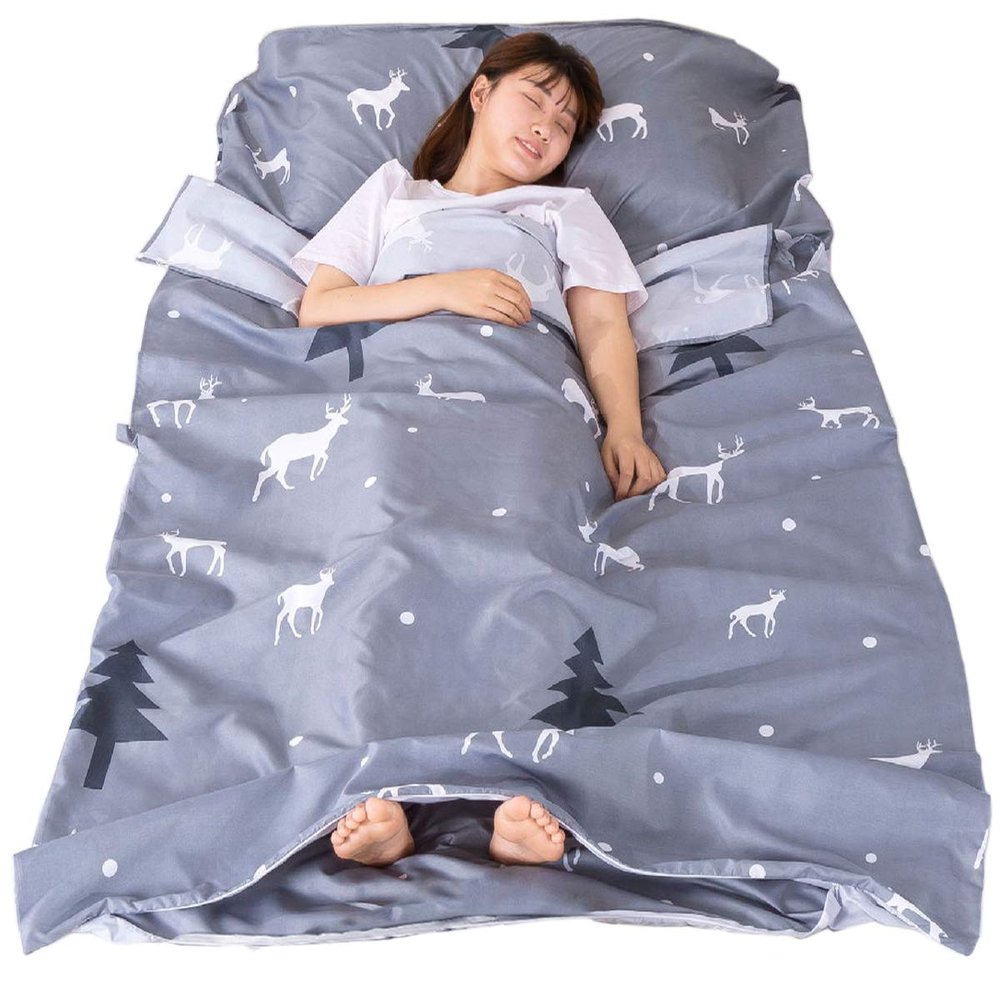 JUISEE Sleeping Bag Liner Lightweight Portable Sleeping Sheet Dirt-Proof Compact Travel Camping Sheet for Outdoor Travel Hiking Hotels Picnics (Elk, 83x71'')