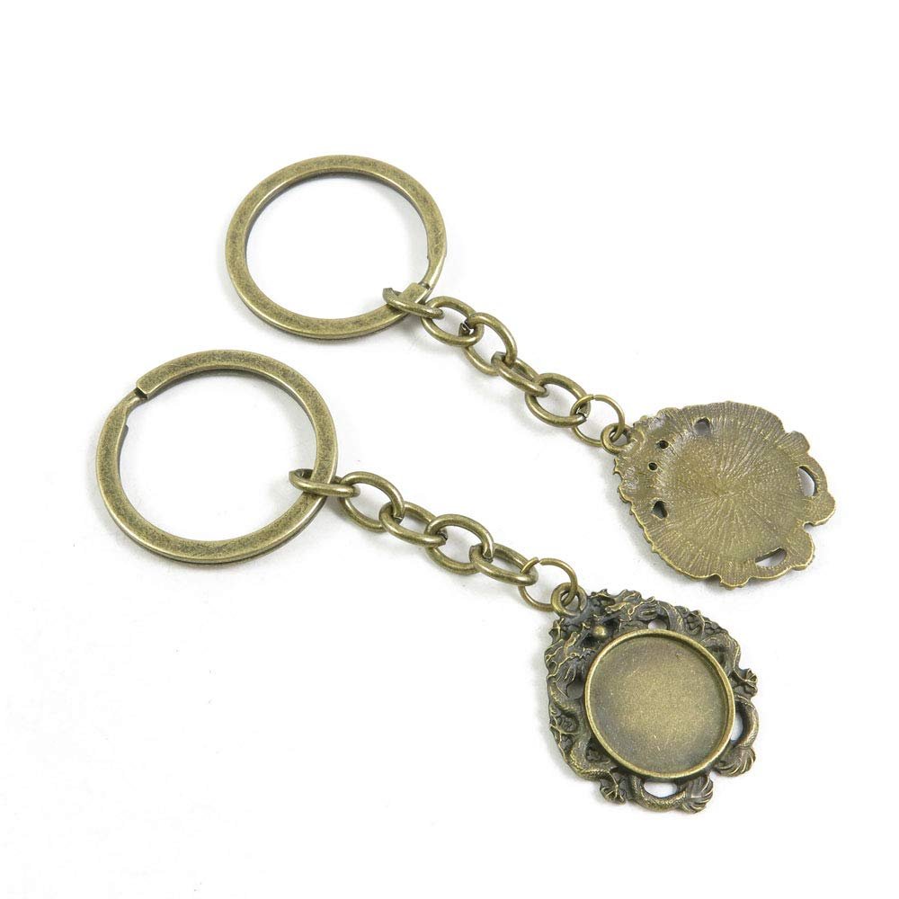 1 Items Keychain Keyring Key Tags Chains Rings Jewelry Bag Charms O7YE5 Dragon Cabochon Base Blank 16mm