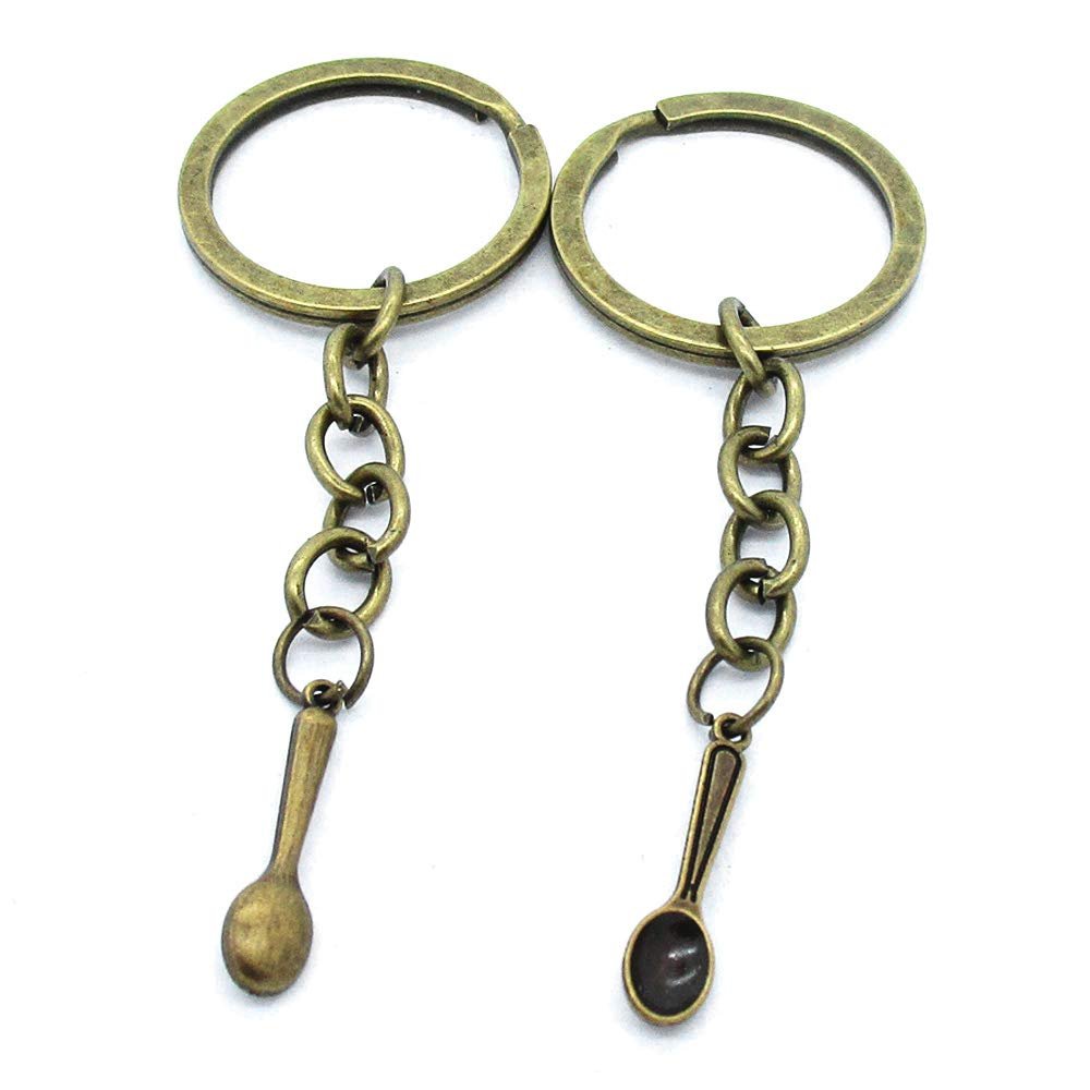 5 Items Keychain Keyring Key Tags Chains Rings Jewelry Bag Charms AA442 Spoon Tablespoon