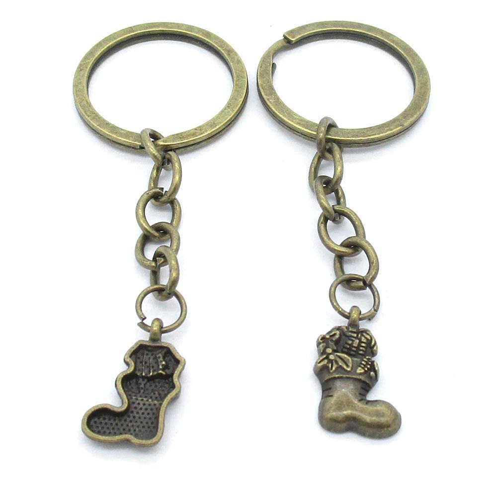 5 Items Keychain Keyring Key Tags Chains Rings Jewelry Bag Charms AA442 Xmas Christmas Socks