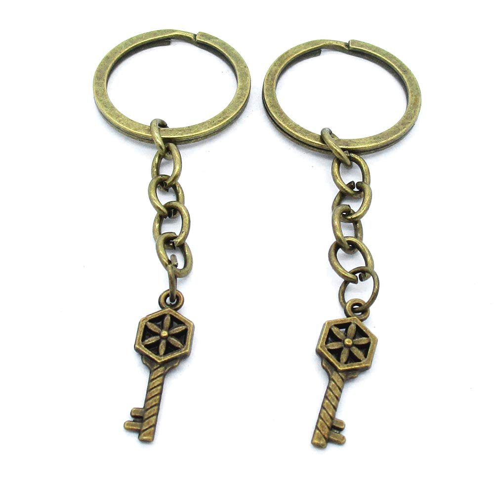 1 Items Keychain Keyring Key Tags Chains Rings Jewelry Bag Charms AA441 Flower Skeleton Key