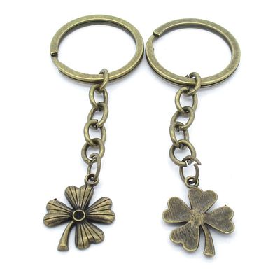 5 Items Keychain Keyring Key Tags Chains Rings Jewelry Bag Charms AA442 Lucky Clover Leaf