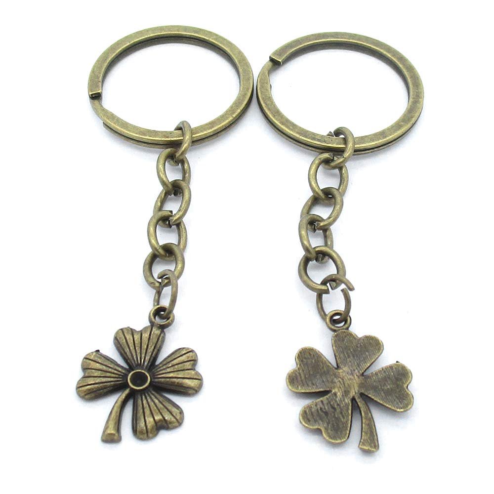 5 Items Keychain Keyring Key Tags Chains Rings Jewelry Bag Charms AA442 Lucky Clover Leaf