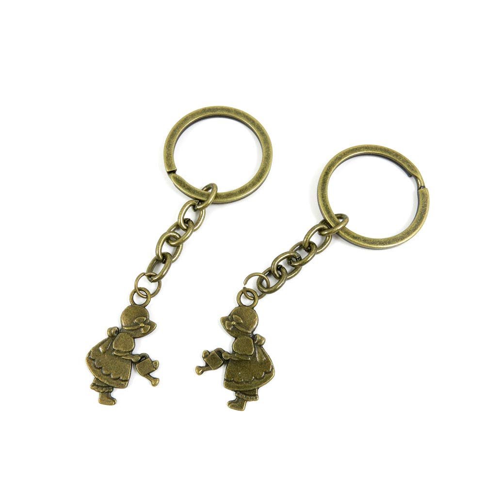 50 Items Keychain Keyring Key Tags Chains Rings Jewelry Bag Charms I1RB1 Girl Watering