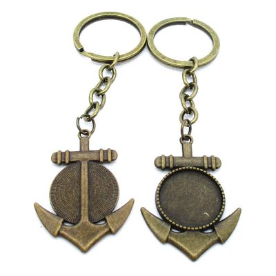 5 Items Keychain Keyring Key Tags Chains Rings Jewelry Bag Charms AA441 Anchor Cabochon Blank Base