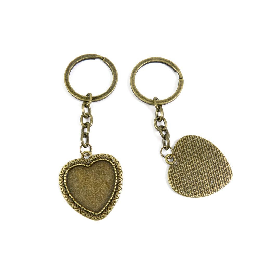 5 Items Keychain Keyring Key Tags Chains Rings Jewelry Bag Charms L3YF1 Heart Cabochon Frame Blanks 25MM