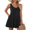 AUSELILY Women's Sleeveless V Neck Mini Dress Beach Cover Up Swimwear Bathing Suit Sundresses with Pockets 2026 New Black M view 1