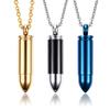 3PCS Stainless Steel Bullet Pendant Locket Pendant Necklace,Urn Ashes Holder,Can Be Open,Black,Gold,Blue view 1
