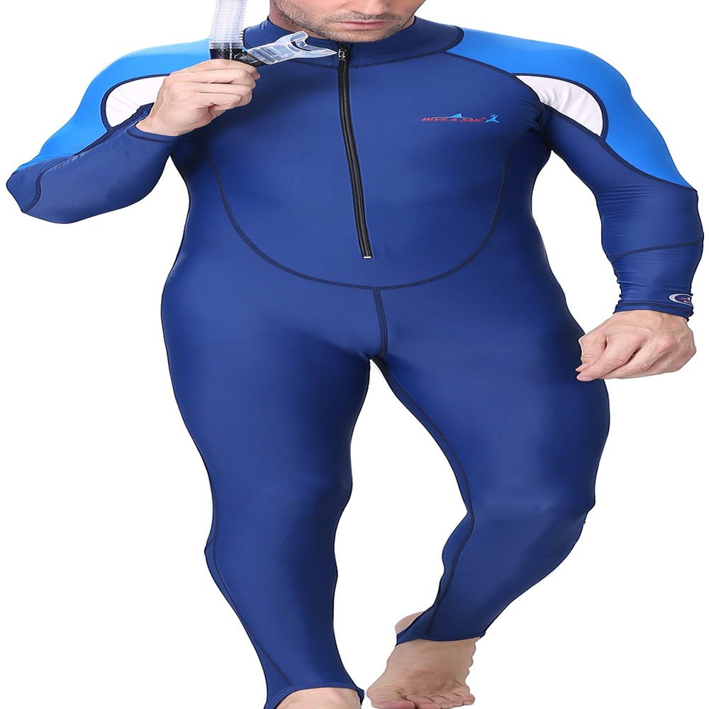 Aivtalk Men UV Protection Wetsuit Full Body Swimsuit Quick Dry Diving Suit for Snorkeling Surfing Scuba Diving Blue M