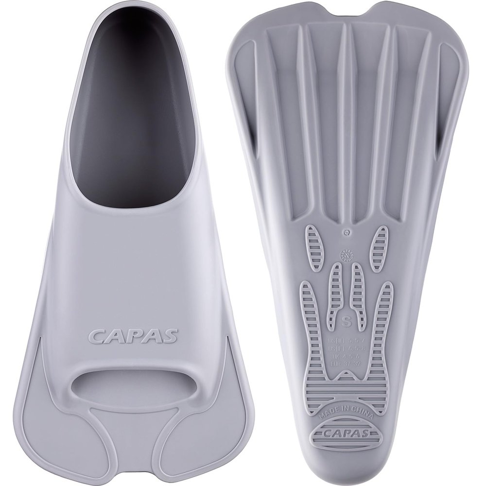 CAPAS Swim Training Fins Comfortable Silicone Lap Swimming Short Blade Floating Flippers with Mesh Bag for Adult Men Women Build Leg Strength
