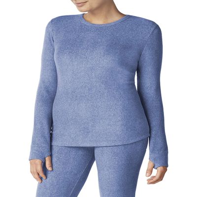 Cuddl Duds ClimateRight Women's Stretch Fleece Warm Underwear Long Sleeve Top (XS - Cloud Blue)