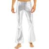 ACSUSS Men's Shiny Metallic PVC Leather Retro 70's 80's Disco Bell Bottoms Long Pants Silver X-Large view 1