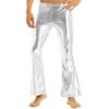 ACSUSS Men's Shiny Metallic PVC Leather Retro 70's 80's Disco Bell Bottoms Long Pants Silver X-Large view 2