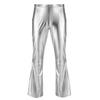 ACSUSS Men's Shiny Metallic PVC Leather Retro 70's 80's Disco Bell Bottoms Long Pants Silver X-Large view 4