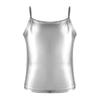 dPois Kids Girls' Shiny Metallic Camisole Tank Top Dancewear for Gymnastics Ballet Dance Workout Training Silver 8 view 1