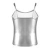 dPois Kids Girls' Shiny Metallic Camisole Tank Top Dancewear for Gymnastics Ballet Dance Workout Training Silver 8 view 2