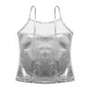 dPois Kids Girls' Shiny Metallic Camisole Tank Top Dancewear for Gymnastics Ballet Dance Workout Training Silver 8 view 4