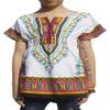 RaanPahMuang Childs African Dashiki Festival Bright Cotton Open Collar Shirt, Medium, New White Pink