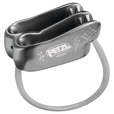 Petzl Verso Belay Device - Compact, Lightweight Belay Device, for One or Two Rope Strands While Climbing or Rappelling - Grey