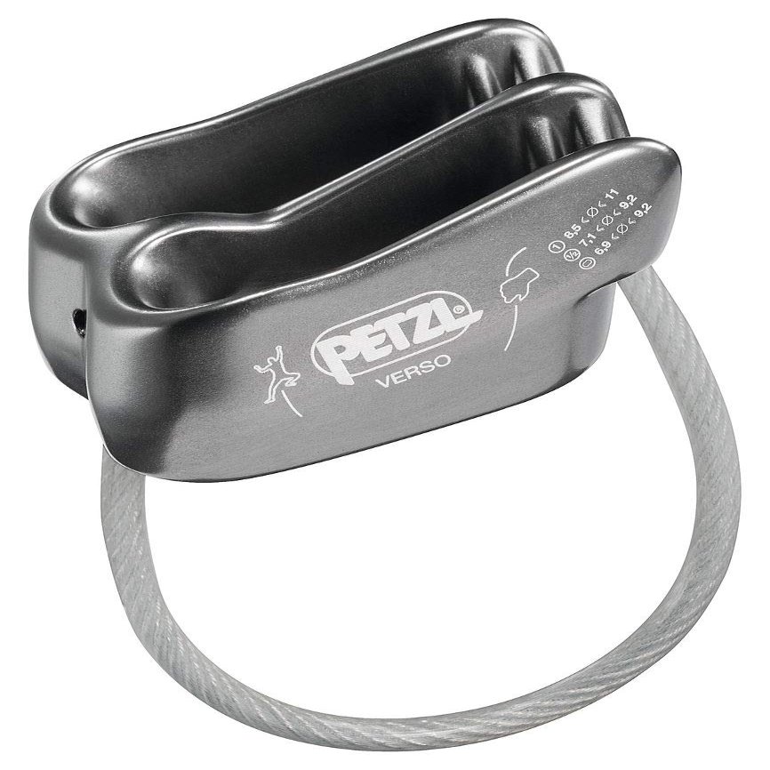 Petzl Verso Belay Device - Compact, Lightweight Belay Device, for One or Two Rope Strands While Climbing or Rappelling - Grey