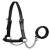 Derby Originals Premium Raised Padded Fancy Stitch Leather Cattle Show Halter with Matching Chain Lead view 1