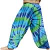 Full Funk Wide Breezy Leg Rayon Tie Dyed Elastic Waist Thin Summer Pants, X-Large, Green Blue view 2