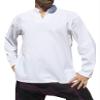 RaanPahMuang Soft Summer Textured Cotton Chinese Collar Long Sleeve Shirt, Large, White view 1