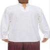 RaanPahMuang Soft Summer Textured Cotton Chinese Collar Long Sleeve Shirt, 3X-Large, White view 3